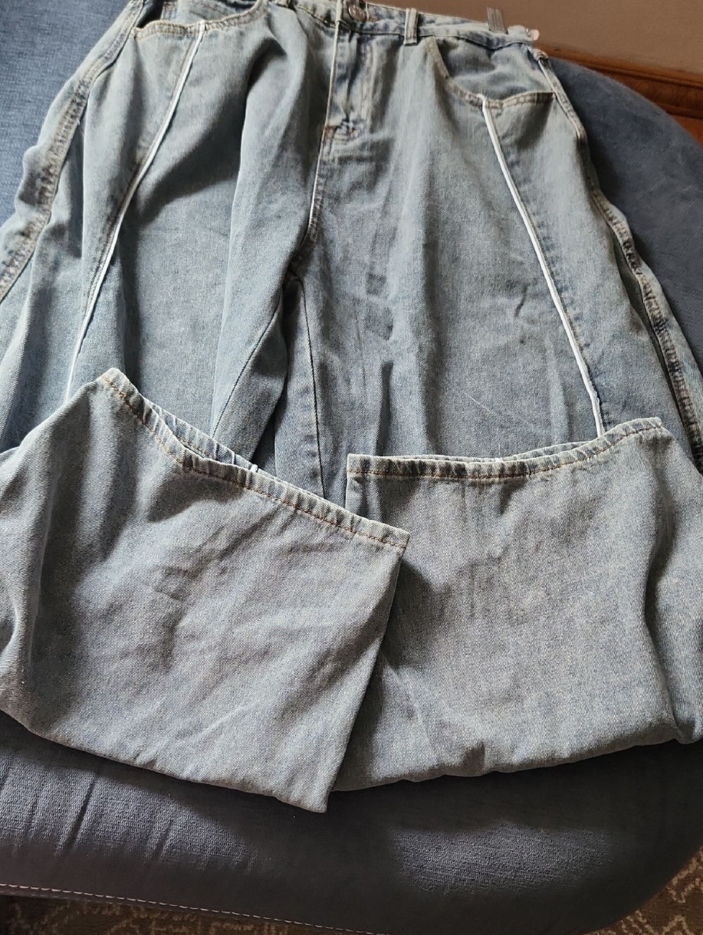 Courez Light Blue Washed Baggy Balloon Leg Jeans - Size 26 - Picture 7 of 9